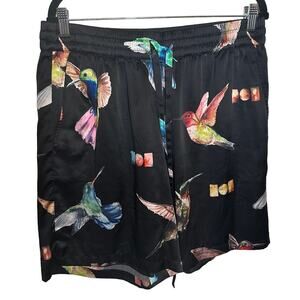 Nahmias Men's 100% Silk Hummingbird Shorts Drawstring Size XL Casual Multicolor